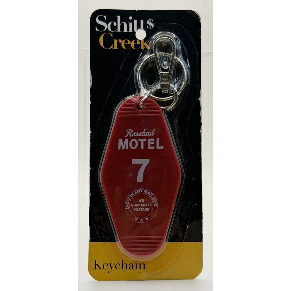 🔑🏨 Schitt’s Creek Rosebud Motel Key Keyring – Red Room 7 Keychain Clip ✨